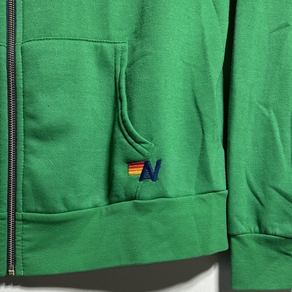 Aviator Nation 5 Stripe Full Zip Up Hoodie Kelly Green Men's Size XL - Picture 2 of 5